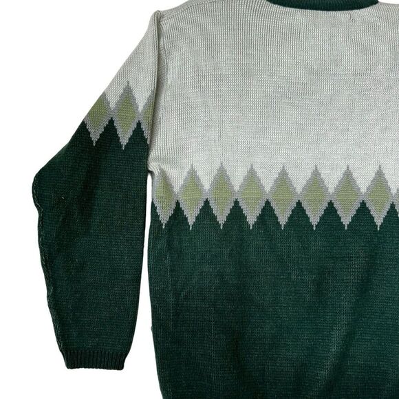 Split 500‎ Mens Geometric Knit Sweater L Green & Gray - Picture 8 of 16